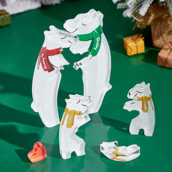 Benutzerdefinierte Namen Hugging Bear Family Acryl Bear Family Puzzle Home Decor Weihnachtsgeschenke - ihrenamenskettede