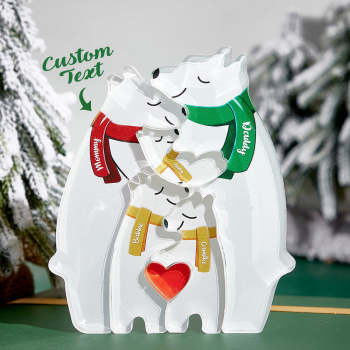 Benutzerdefinierte Namen Hugging Bear Family Acryl Bear Family Puzzle Home Decor Weihnachtsgeschenke - ihrenamenskettede
