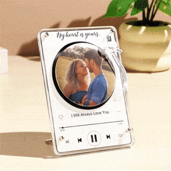 Personalisierbare Fotoplakette Mit Drehbarem Schallplattenspieler, Musikplakette Mit Drehbarem Foto, Magnetische Foto- Und Musikplakette Mit Lautsprecher - namenecklacede