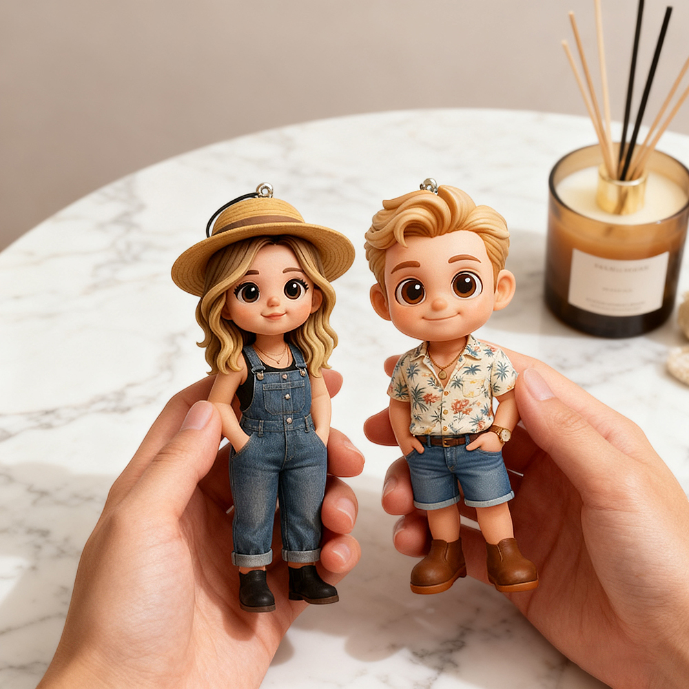 Valentinstagsgeschenk: Personalisierter 3d-foto-autoanhänger, Handgefertigte Mini-charakter-figur, Geschenk Für Paare, Freunde, Familie Und Angehörige - namenecklacede