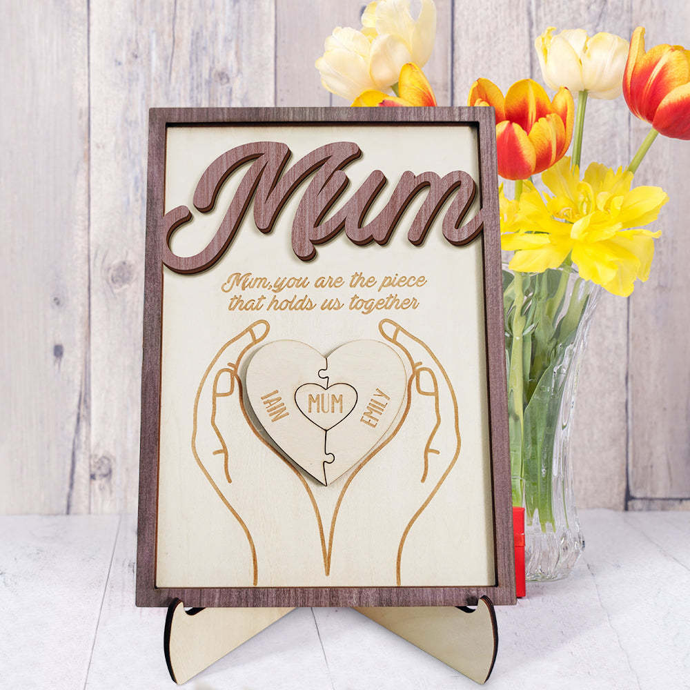 Du Bist Das Stück, Das Uns Zusammenhält. Personalisiertes Mama-puzzle-schild, Muttertagsgeschenk - ihrenamenskettede