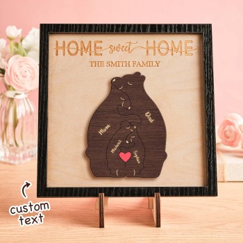 Benutzerdefinierte Name Bär Familie Puzzle Holzrahmen Personalisierte Holz Home Dekorationen Muttertagsgeschenk - ihrenamenskettede