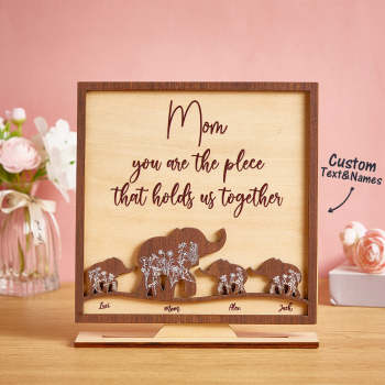 Benutzerdefinierte Mama Und Baby Elefanten Holzschild Personalisierte Holz Home Dekorationen Muttertagsgeschenk - ihrenamenskettede