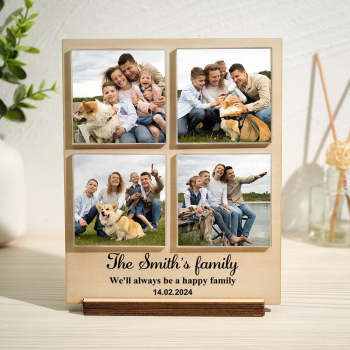 Benutzerdefinierter Foto-holzrahmen Mit Personalisiertem Text Für 1–4 Fotos - ihrenamenskettede