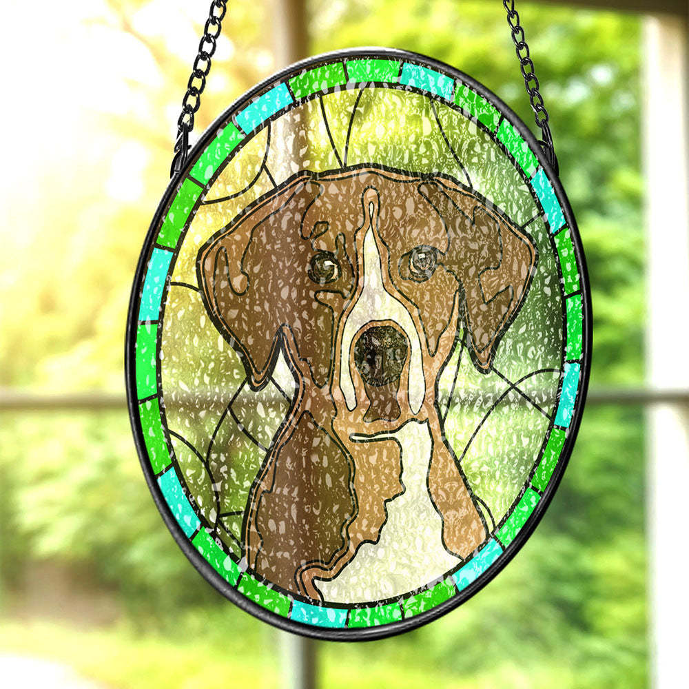 Personalisiertes Haustierportrait, Sonnenfänger Aus Buntglas, Erinnerungsgeschenk Für Haustierliebhaber - ihrenamenskettede