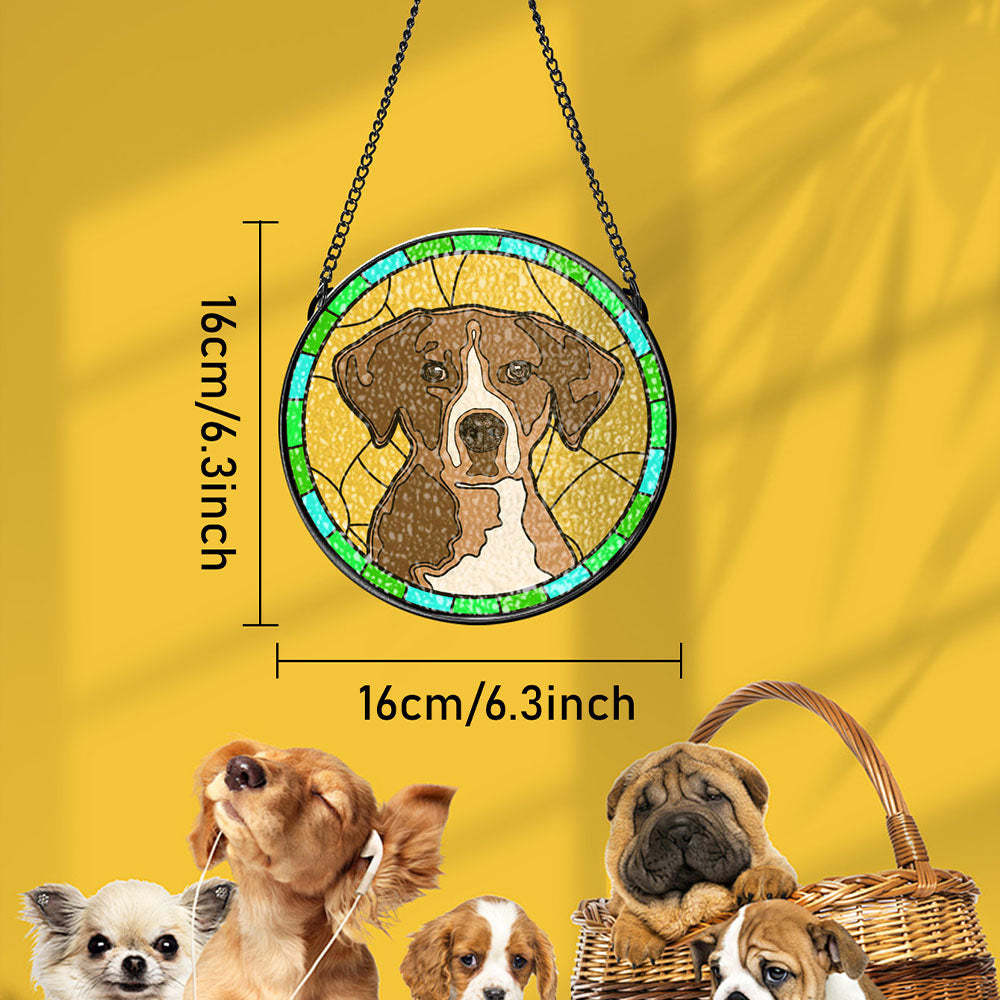 Personalisiertes Haustierportrait, Sonnenfänger Aus Buntglas, Erinnerungsgeschenk Für Haustierliebhaber - ihrenamenskettede