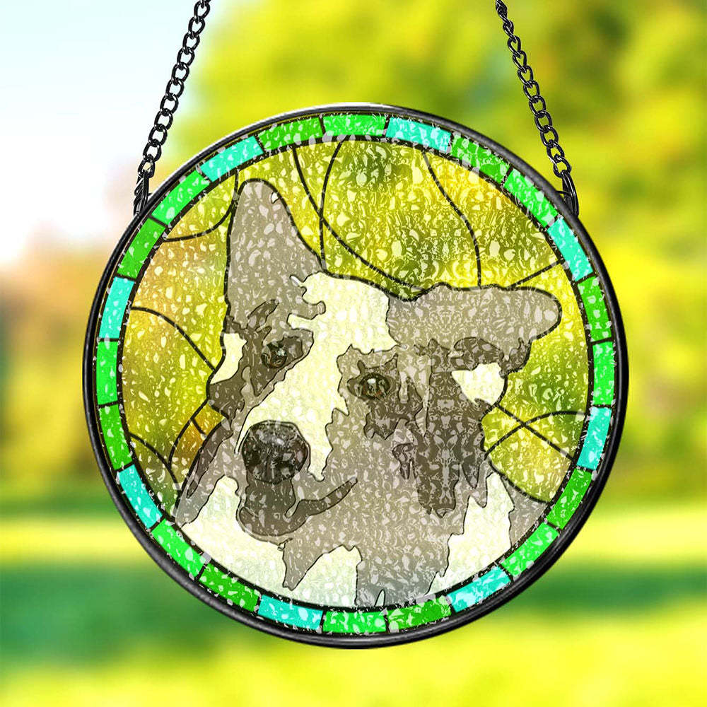 Personalisiertes Haustierportrait, Sonnenfänger Aus Buntglas, Erinnerungsgeschenk Für Haustierliebhaber - ihrenamenskettede