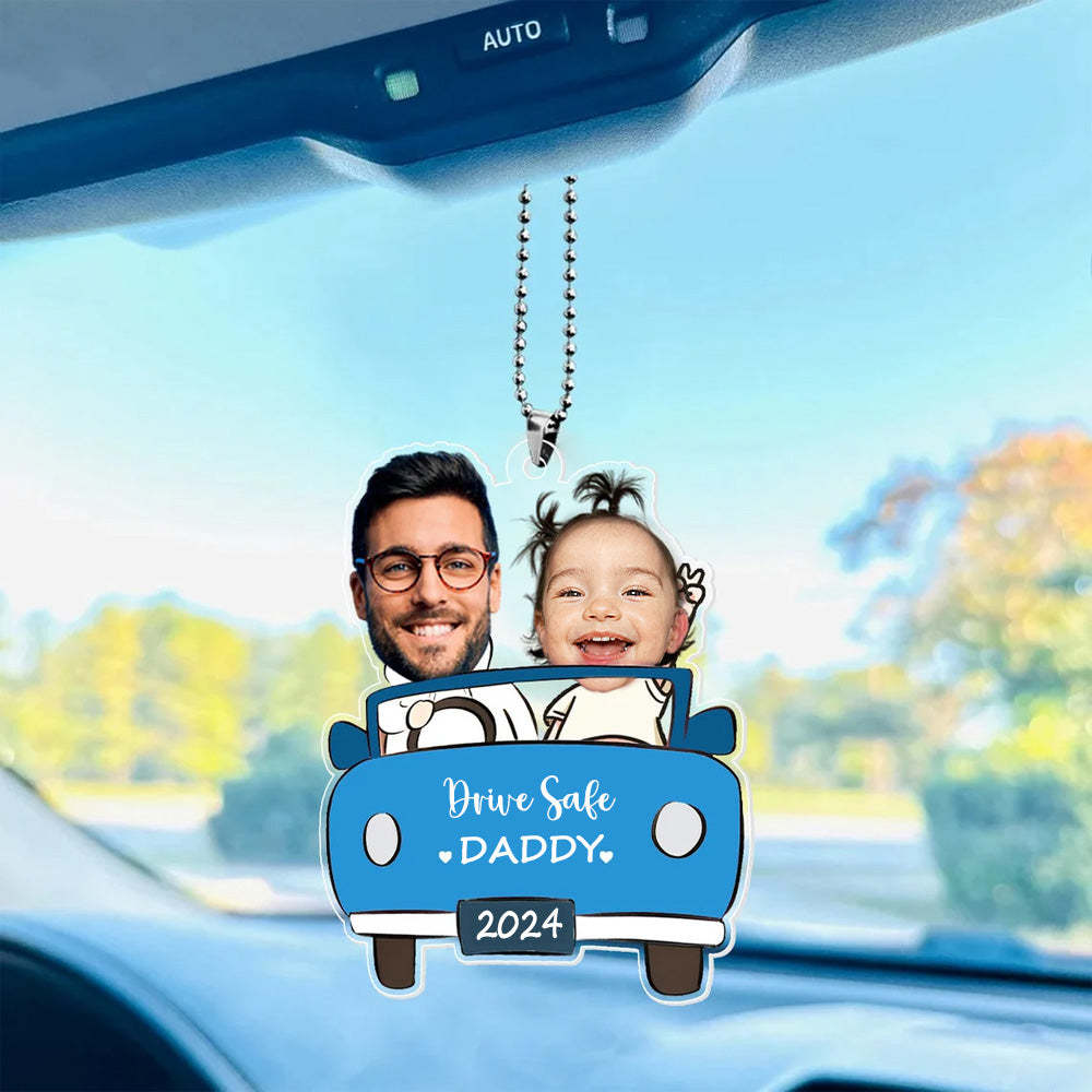 Personalisiertes Fotoornament Im Auto Für Papa, Lustiger Personalisierter Drive Safe Daddy Acryl-aufhänger, Geschenkidee Für Ehemann, Papa-geburtstagsgeschenk - namenecklacede