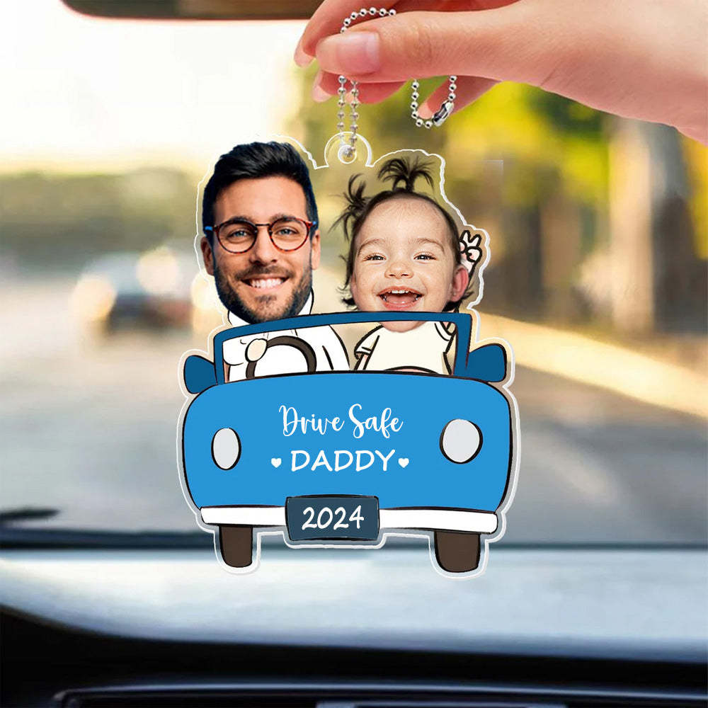 Personalisiertes Fotoornament Im Auto Für Papa, Lustiger Personalisierter Drive Safe Daddy Acryl-aufhänger, Geschenkidee Für Ehemann, Papa-geburtstagsgeschenk - namenecklacede