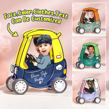 Geschenke Für Väter: Fahr Vorsichtig, Papa! Personalisierter Auto-anhänger Mit Foto, Auto-rückspiegel-hängezubehör - namenecklacede