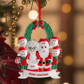 Personalisierter Weihnachtsmann-ornament, Individuelles Ornament Mit Text, Sechs Namen, Weihnachtsgeschenk Für Die Familie - ihrenamenskettede