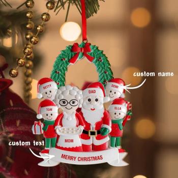 Personalisierter Weihnachtsmann-ornament, Individuelles Ornament Mit Text, Sechs Namen, Weihnachtsgeschenk Für Die Familie - ihrenamenskettede