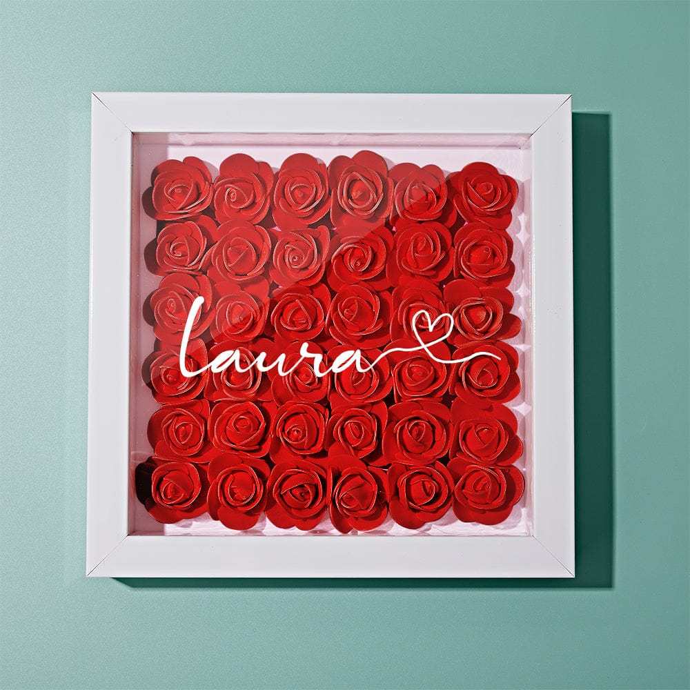 Benutzerdefinierte Blumen-schattenbox Personalisiertes Namensblumen-schattenbox-rahmen-geschenk Für Mamma - ihrenamenskettede