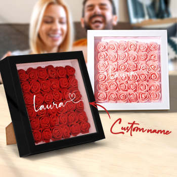 Benutzerdefinierte Blumen-schattenbox Personalisiertes Namensblumen-schattenbox-rahmen-geschenk - ihrenamenskettede