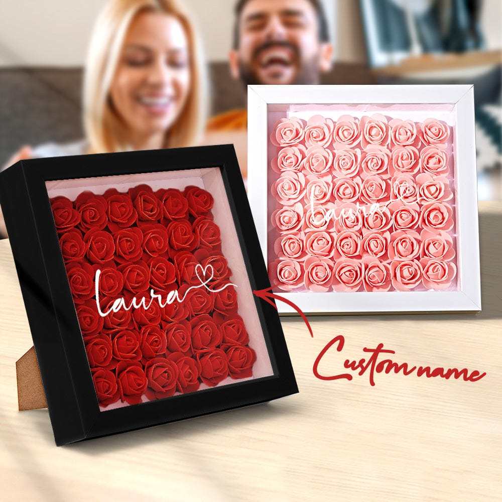 Benutzerdefinierte Blumen-schattenbox Personalisiertes Namensblumen-schattenbox-rahmen-geschenk Für Mamma - ihrenamenskettede