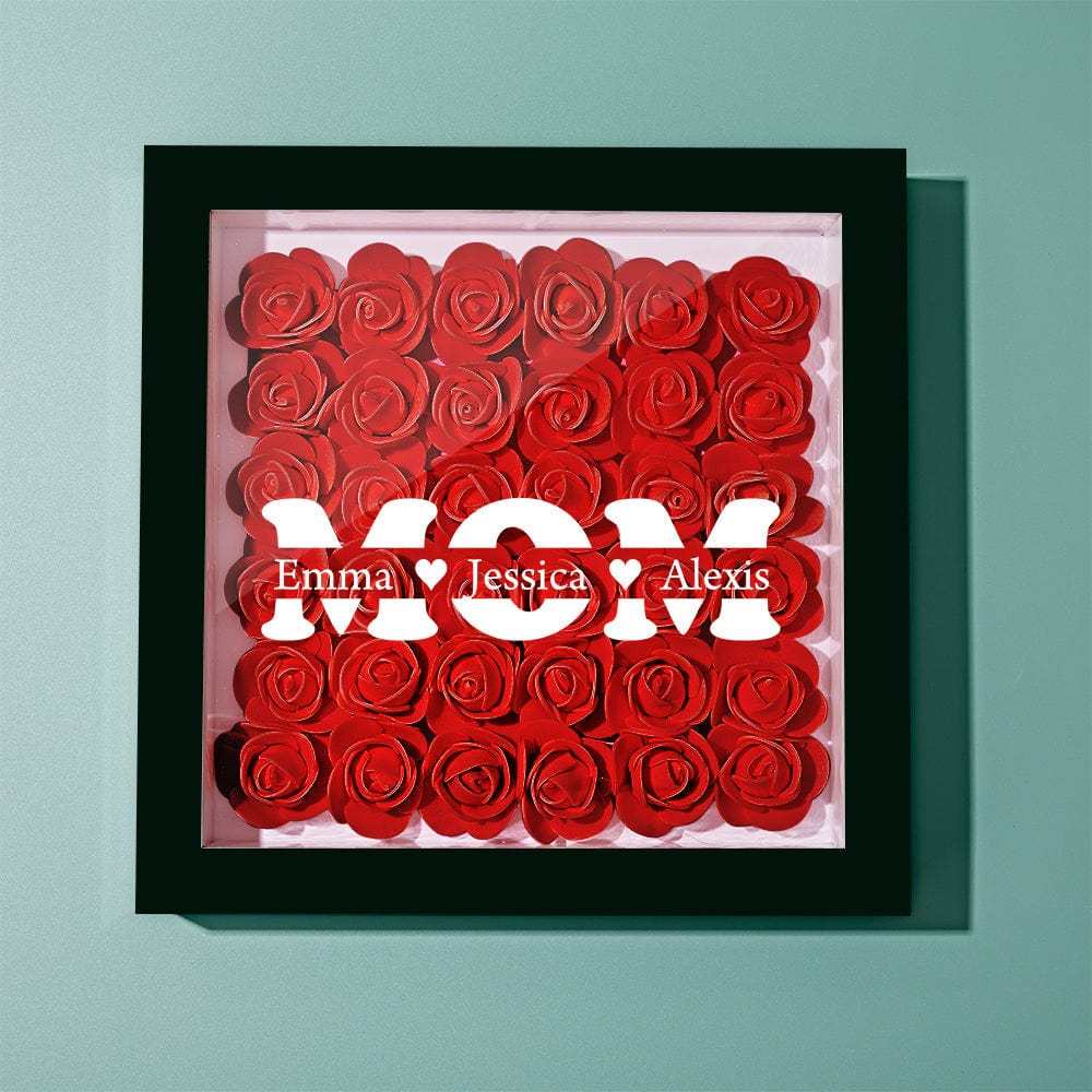 Benutzerdefinierte Blumen-schattenbox Personalisiertes Namensblumen-schattenbox-rahmen-geschenk Für Mamma - ihrenamenskettede