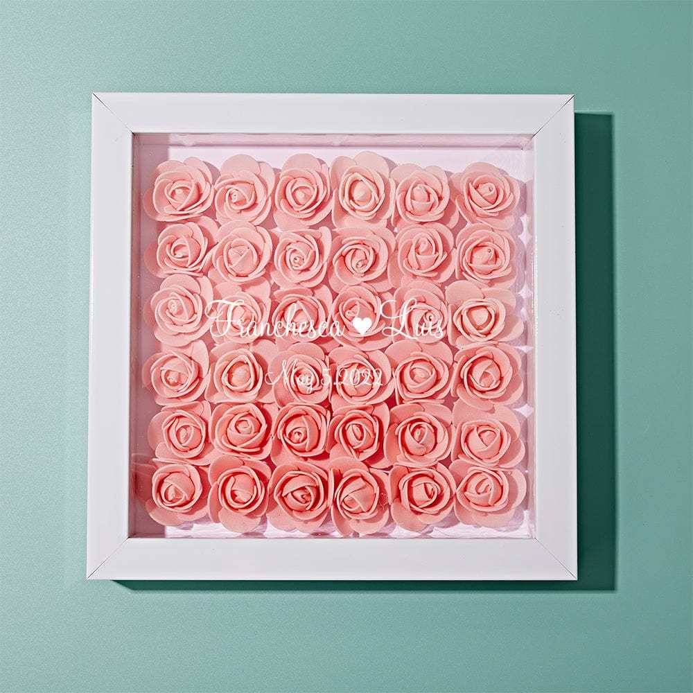 Benutzerdefinierte Blumen-schattenbox Personalisiertes Namensblumen-schattenbox-rahmen-geschenk Für Mamma - ihrenamenskettede