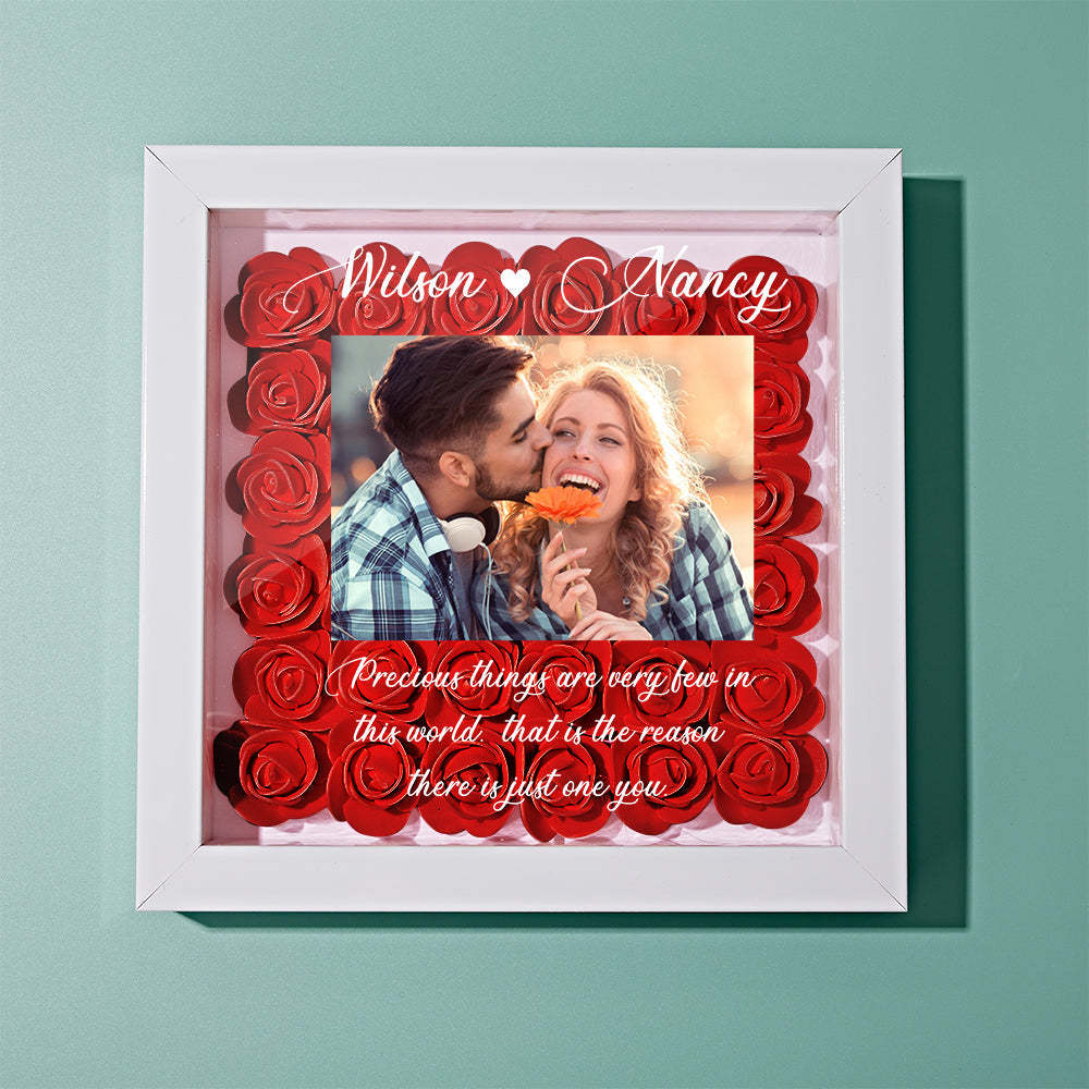 Benutzerdefinierte Foto-blumen-schattenbox Personalisiertes Blumen-schattenbox-rahmen-geschenk - ihrenamenskettede