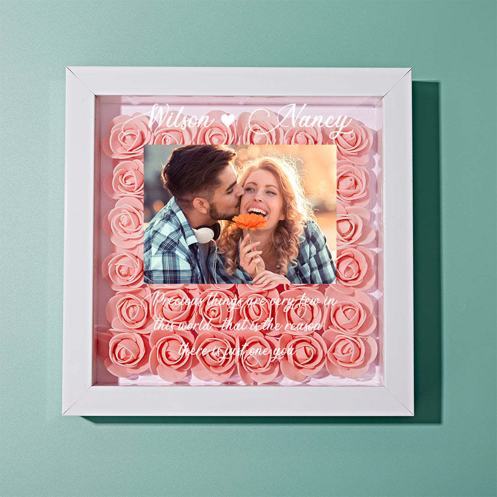 Benutzerdefinierte Foto-blumen-schattenbox Personalisiertes Blumen-schattenbox-rahmen-geschenk - ihrenamenskettede
