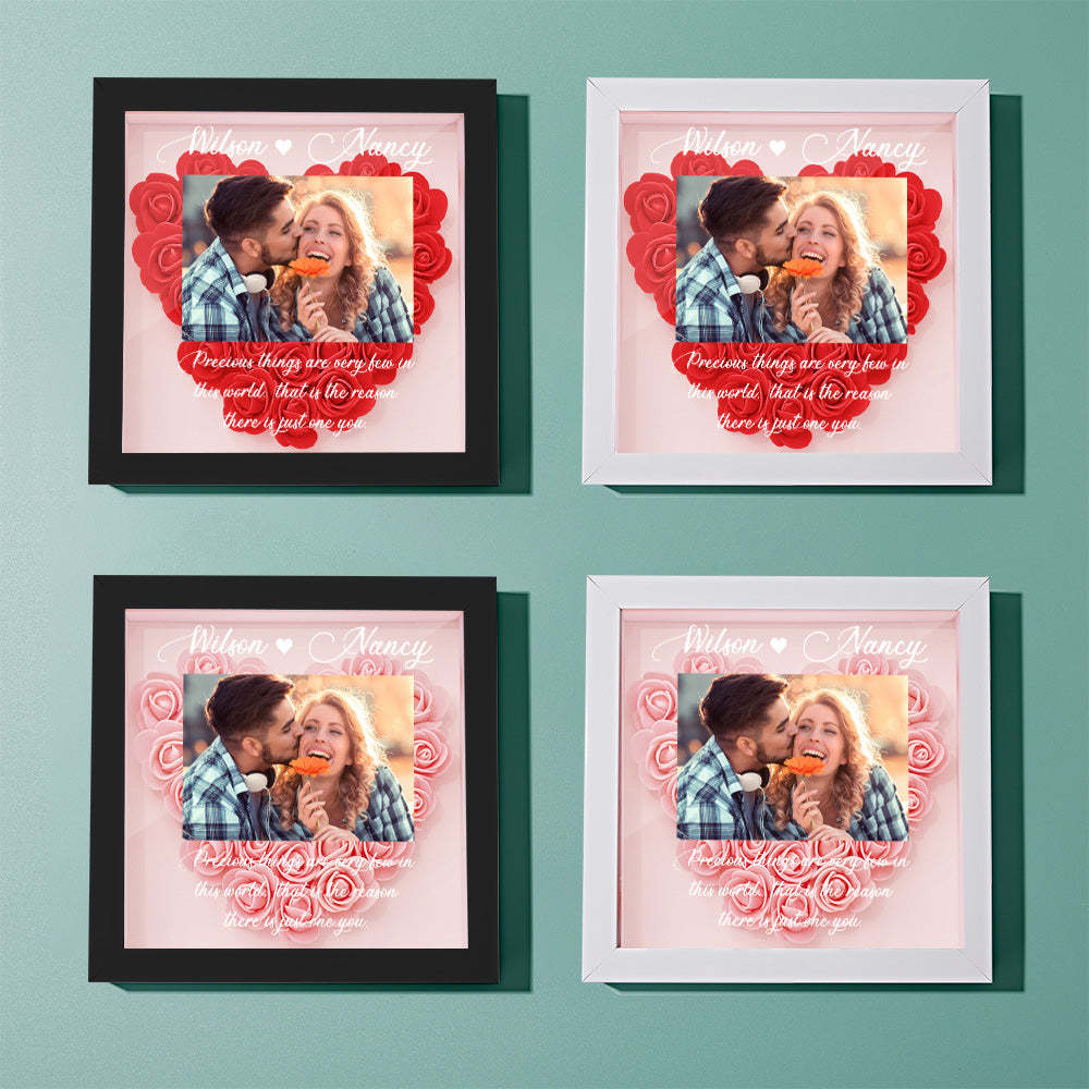 Benutzerdefinierte Foto-blumen-schattenbox Personalisiertes Blumen-schattenbox-rahmen-geschenk - ihrenamenskettede