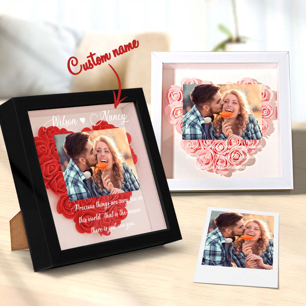 Benutzerdefinierte Foto-blumen-schattenbox Personalisiertes Blumen-schattenbox-rahmen-geschenk - ihrenamenskettede