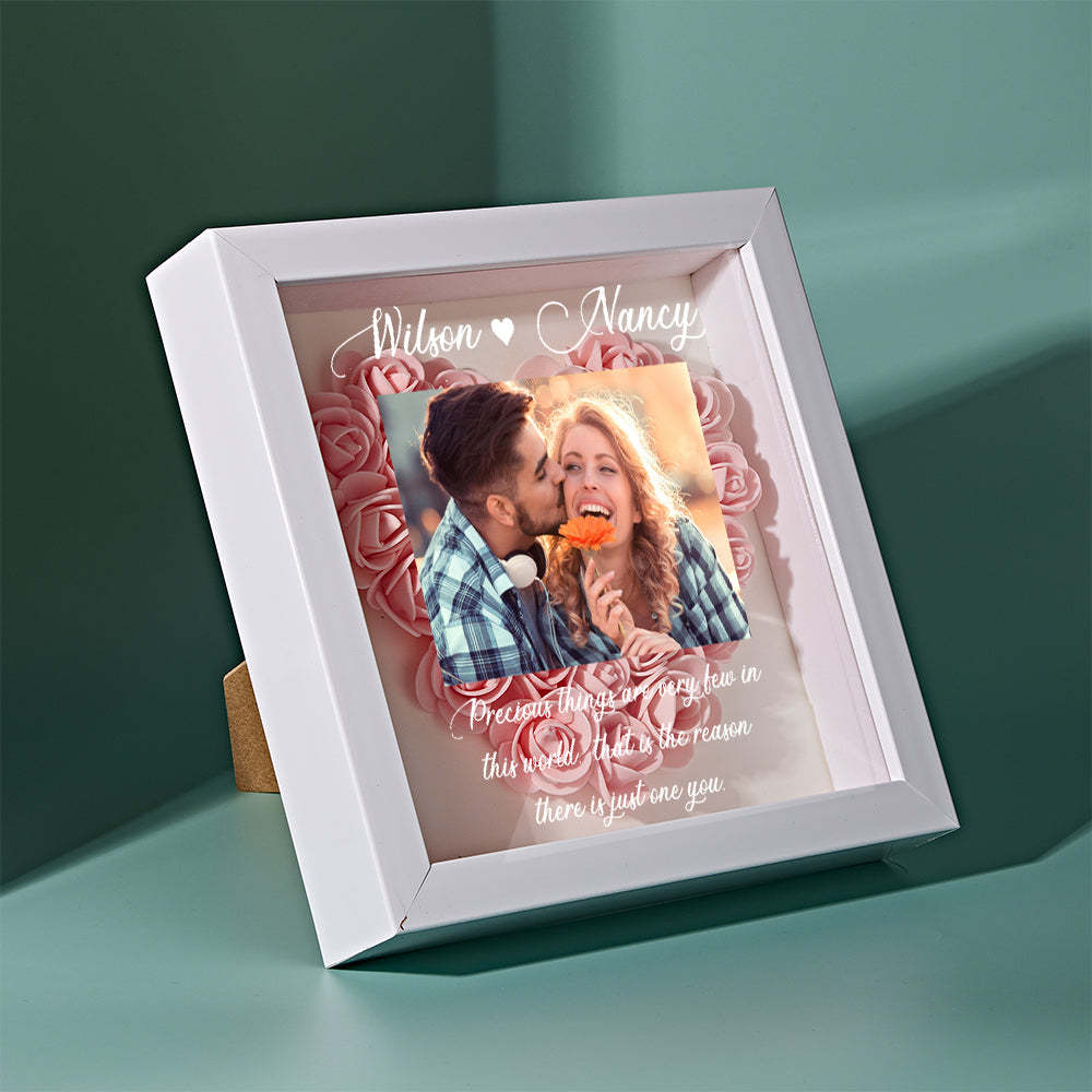 Benutzerdefinierte Foto-blumen-schattenbox Personalisiertes Blumen-schattenbox-rahmen-geschenk - ihrenamenskettede