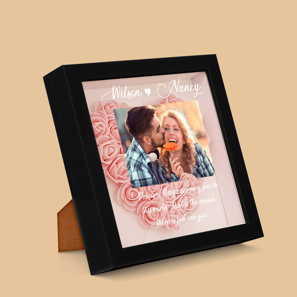 Benutzerdefinierte Foto-blumen-schattenbox Personalisiertes Blumen-schattenbox-rahmen-geschenk - ihrenamenskettede