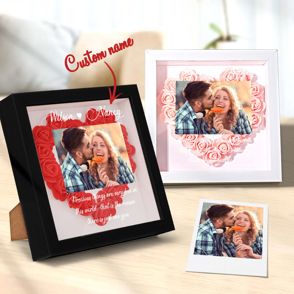 Benutzerdefinierte Foto-blumen-schattenbox Personalisiertes Blumen-schattenbox-rahmen-geschenk - ihrenamenskettede