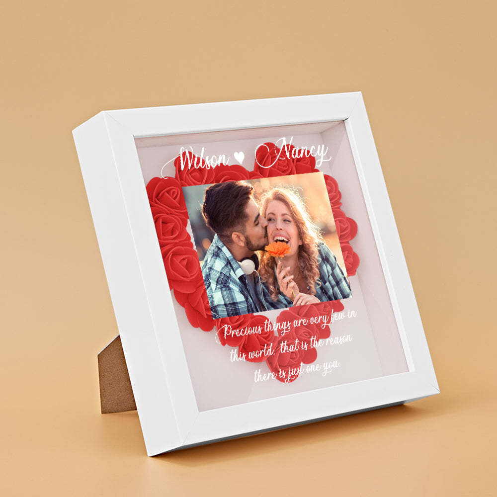 Benutzerdefinierte Foto-blumen-schattenbox Personalisiertes Blumen-schattenbox-rahmen-geschenk - ihrenamenskettede