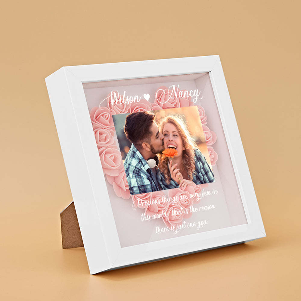 Benutzerdefinierte Foto-blumen-schattenbox Personalisiertes Blumen-schattenbox-rahmen-geschenk - ihrenamenskettede