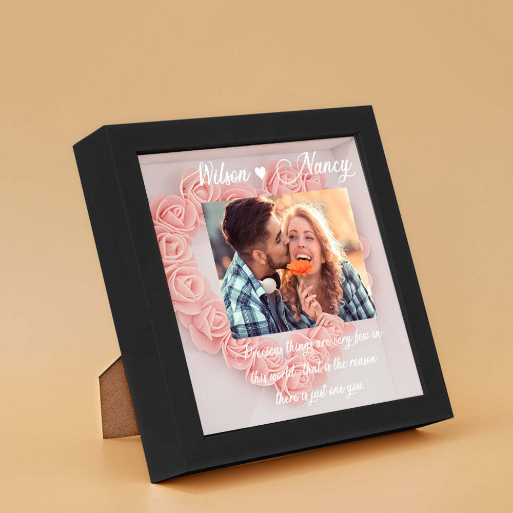 Benutzerdefinierte Foto-blumen-schattenbox Personalisiertes Blumen-schattenbox-rahmen-geschenk - ihrenamenskettede