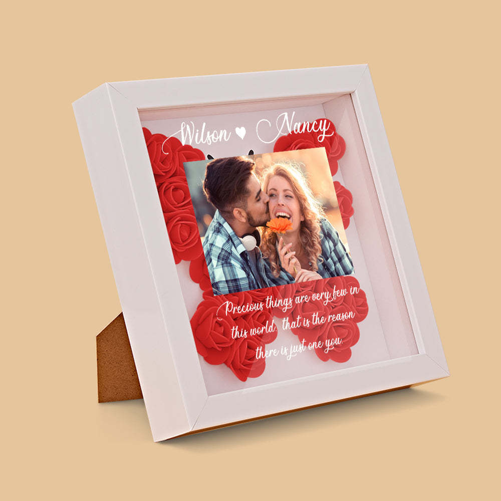 Benutzerdefinierte Foto-blumen-schattenbox Personalisiertes Blumen-schattenbox-rahmen-geschenk - ihrenamenskettede