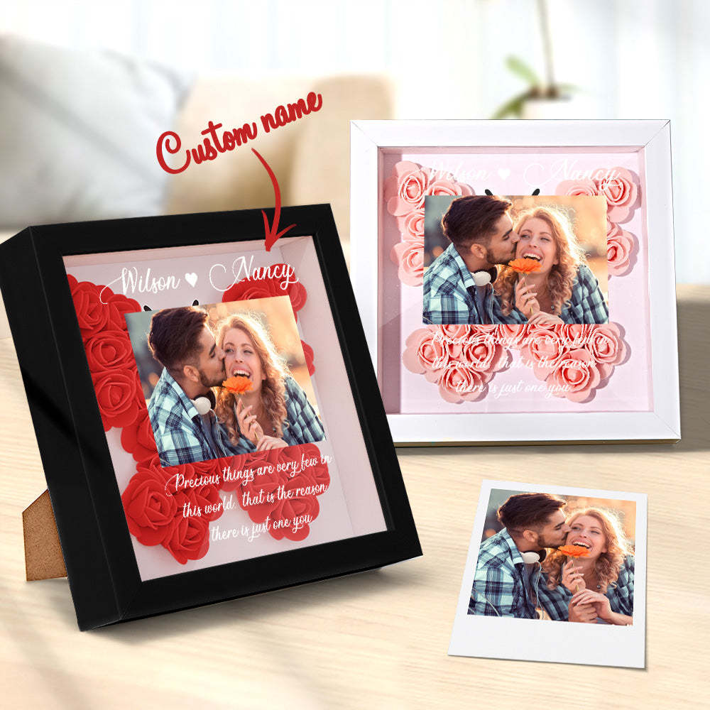 Benutzerdefinierte Foto-blumen-schattenbox Personalisiertes Blumen-schattenbox-rahmen-geschenk - ihrenamenskettede