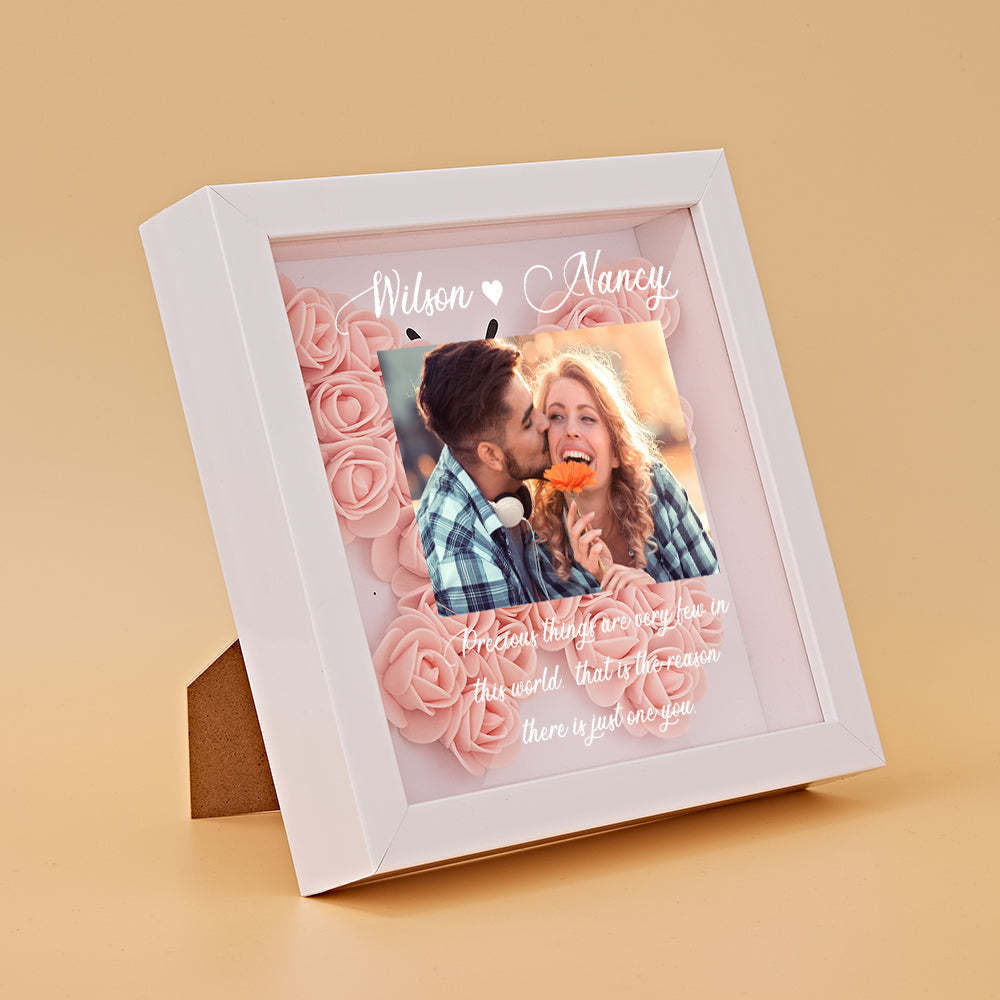 Benutzerdefinierte Foto-blumen-schattenbox Personalisiertes Blumen-schattenbox-rahmen-geschenk - ihrenamenskettede