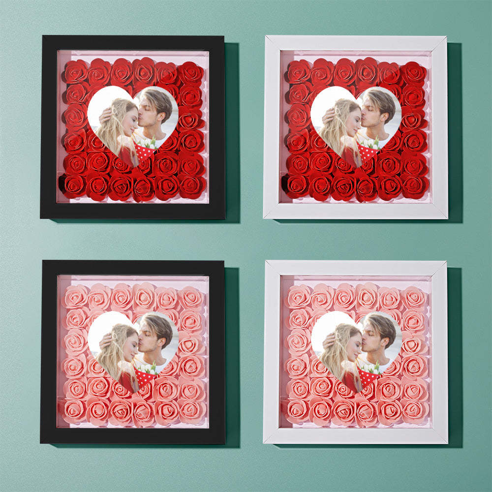 Benutzerdefinierte Foto-blumen-schattenbox Personalisiertes Herz-blumen-schattenbox-rahmen-geschenk - ihrenamenskettede
