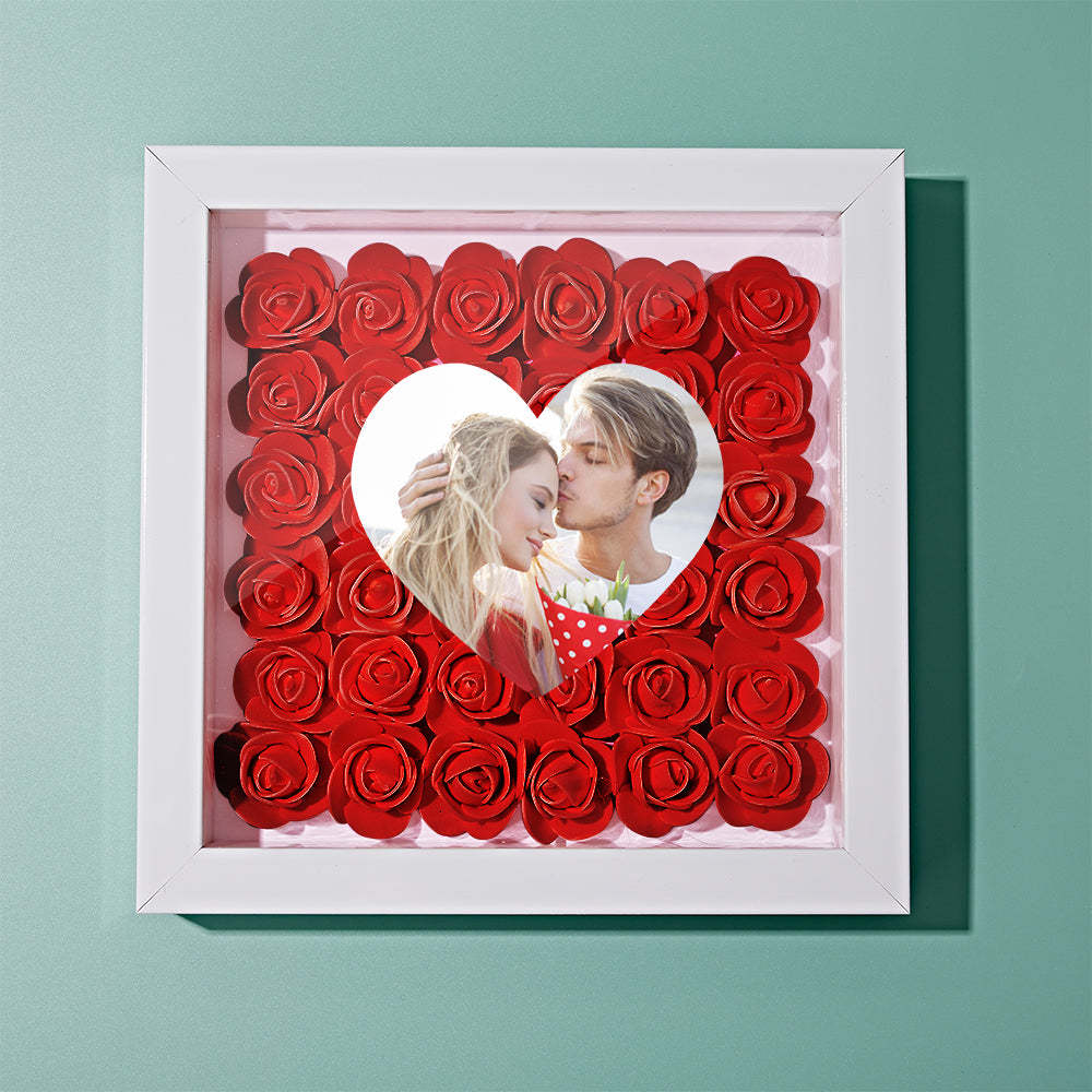 Benutzerdefinierte Foto-blumen-schattenbox Personalisiertes Herz-blumen-schattenbox-rahmen-geschenk - ihrenamenskettede
