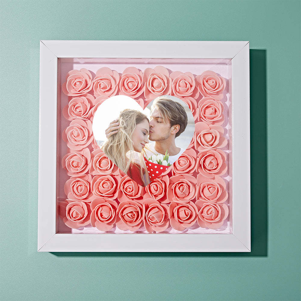 Benutzerdefinierte Foto-blumen-schattenbox Personalisiertes Herz-blumen-schattenbox-rahmen-geschenk - ihrenamenskettede