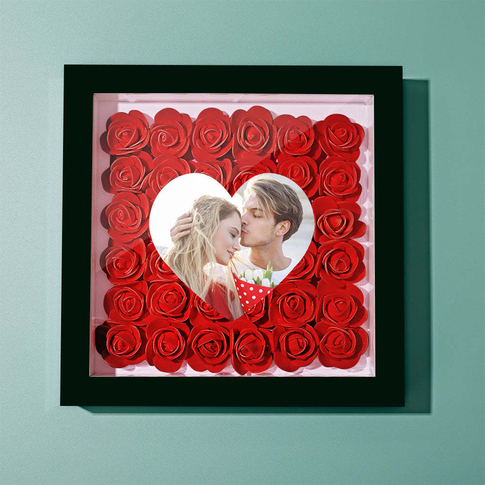 Benutzerdefinierte Foto-blumen-schattenbox Personalisiertes Herz-blumen-schattenbox-rahmen-geschenk - ihrenamenskettede
