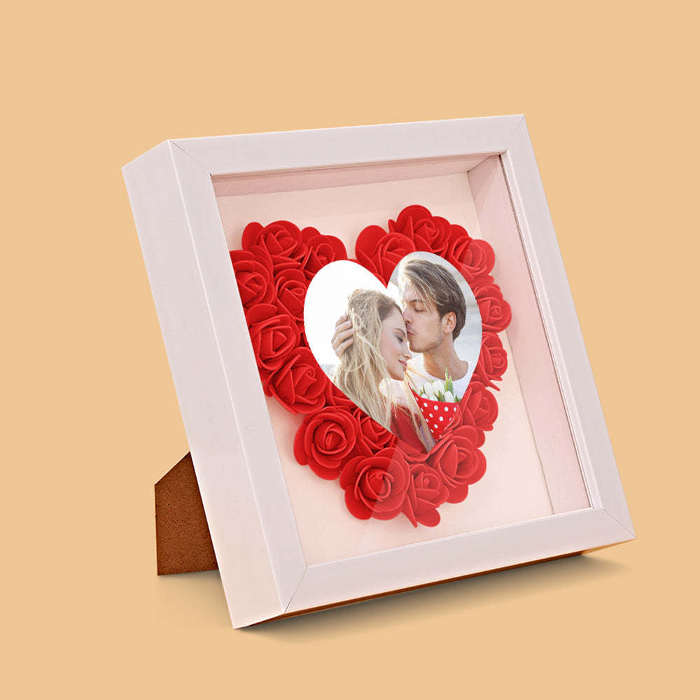 Benutzerdefinierte Foto-blumen-schattenbox Personalisiertes Herz-blumen-schattenbox-rahmen-geschenk - ihrenamenskettede