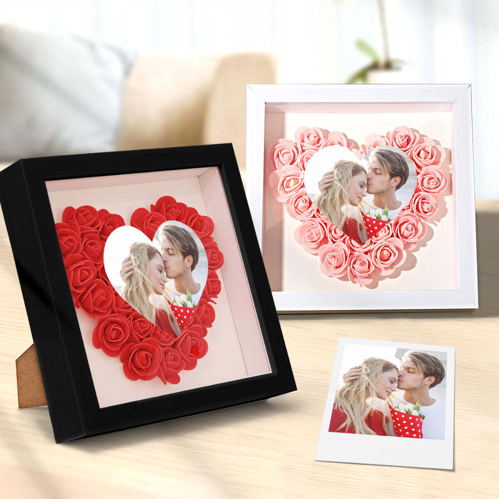 Benutzerdefinierte Foto-blumen-schattenbox Personalisiertes Herz-blumen-schattenbox-rahmen-geschenk - ihrenamenskettede
