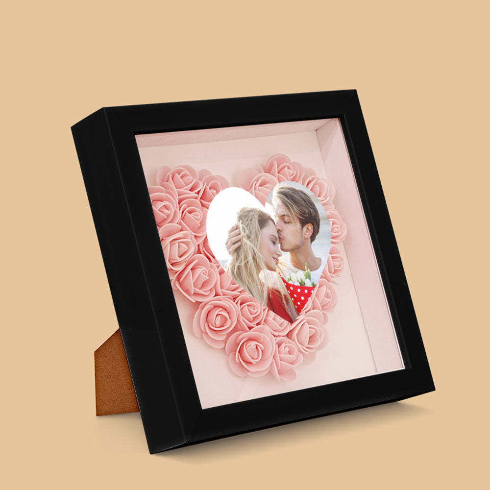 Benutzerdefinierte Foto-blumen-schattenbox Personalisiertes Herz-blumen-schattenbox-rahmen-geschenk - ihrenamenskettede
