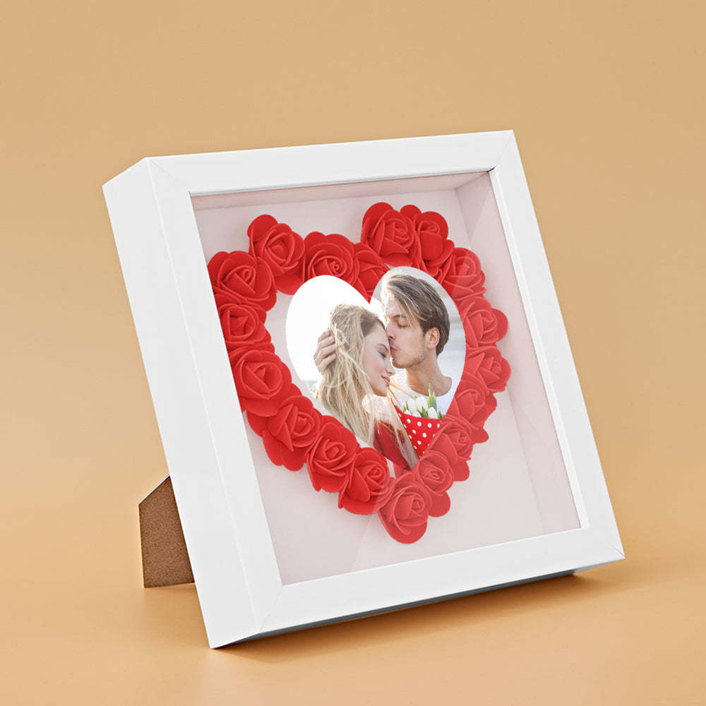 Benutzerdefinierte Foto-blumen-schattenbox Personalisiertes Herz-blumen-schattenbox-rahmen-geschenk - ihrenamenskettede