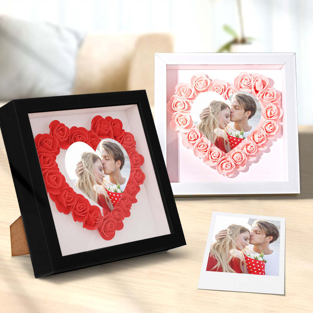 Benutzerdefinierte Foto-blumen-schattenbox Personalisiertes Herz-blumen-schattenbox-rahmen-geschenk - ihrenamenskettede