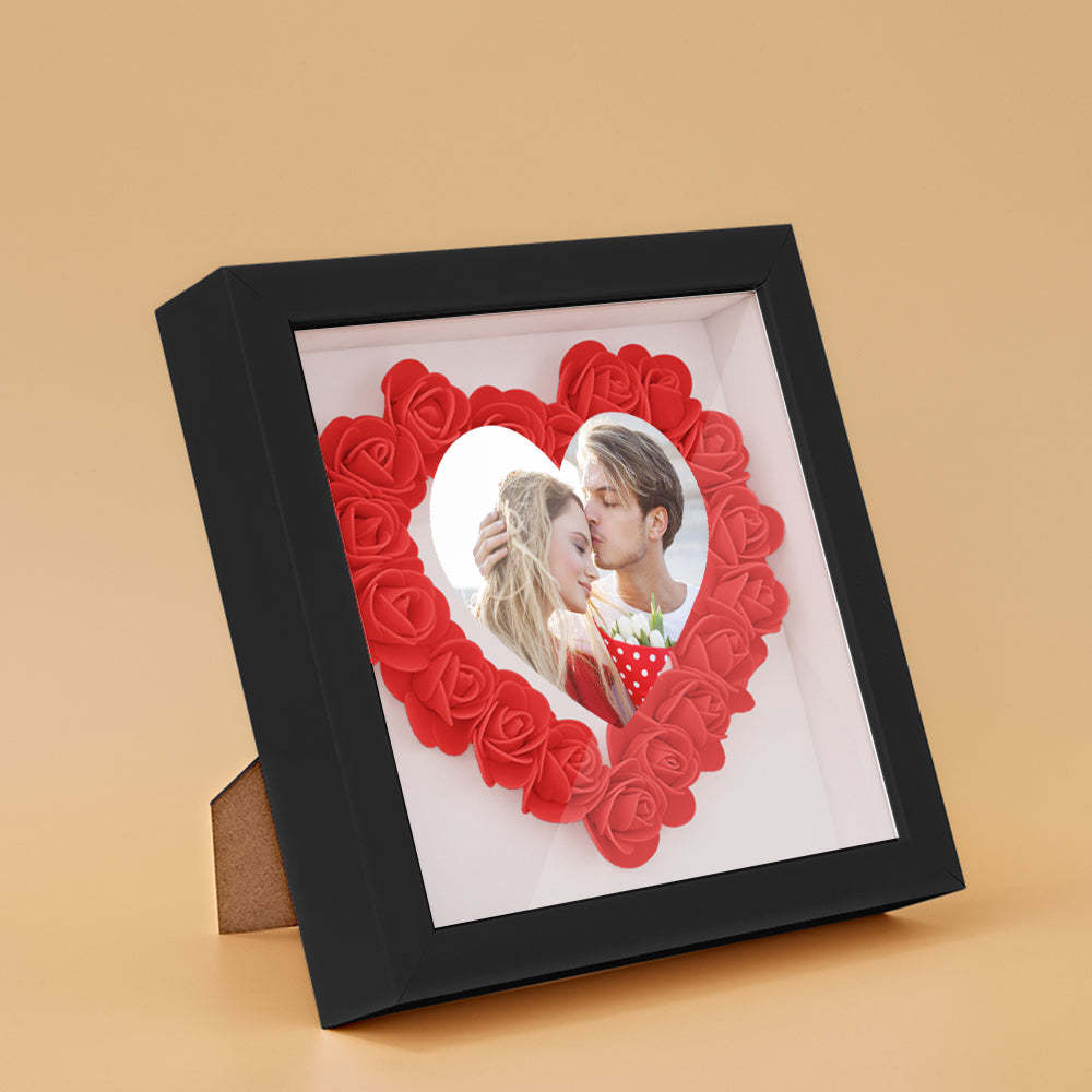 Benutzerdefinierte Foto-blumen-schattenbox Personalisiertes Herz-blumen-schattenbox-rahmen-geschenk - ihrenamenskettede