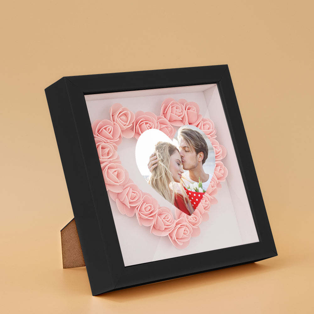 Benutzerdefinierte Foto-blumen-schattenbox Personalisiertes Herz-blumen-schattenbox-rahmen-geschenk - ihrenamenskettede