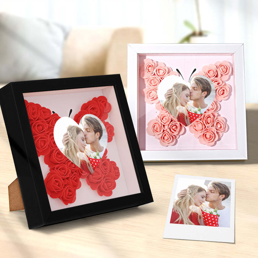 Benutzerdefinierte Foto-blumen-schattenbox Personalisiertes Herz-blumen-schattenbox-rahmen-geschenk - ihrenamenskettede