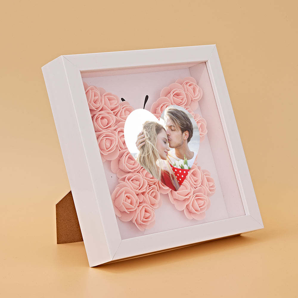 Benutzerdefinierte Foto-blumen-schattenbox Personalisiertes Herz-blumen-schattenbox-rahmen-geschenk - ihrenamenskettede