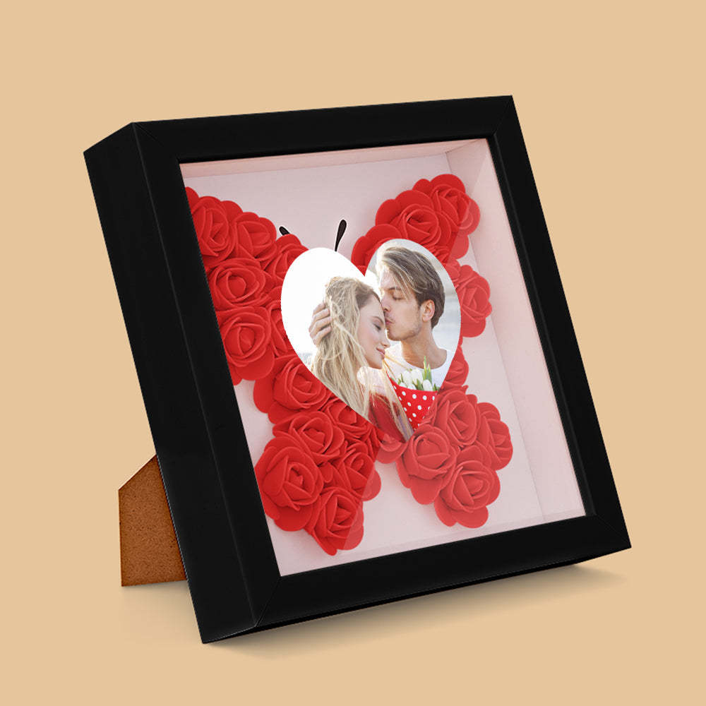 Benutzerdefinierte Foto-blumen-schattenbox Personalisiertes Herz-blumen-schattenbox-rahmen-geschenk - ihrenamenskettede