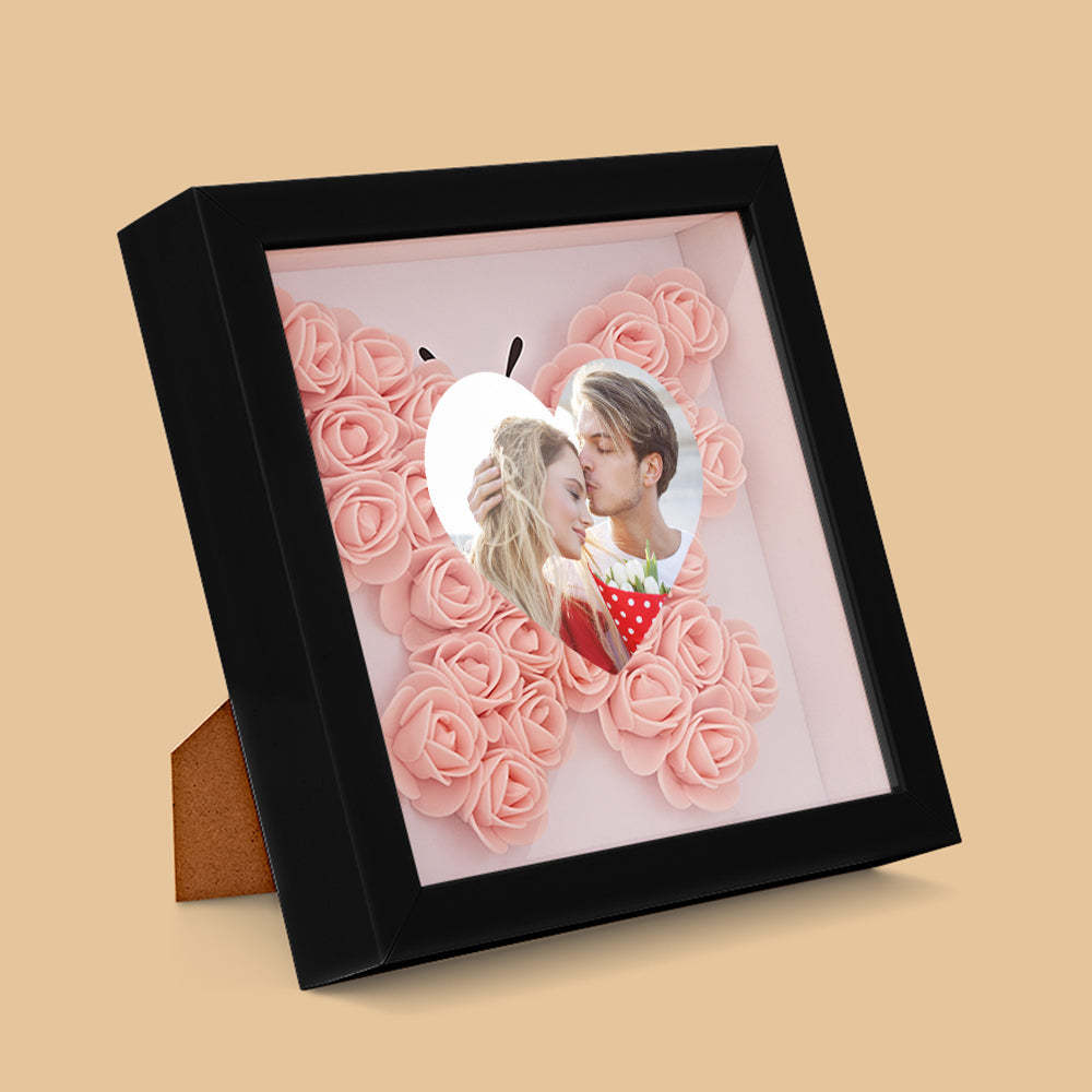 Benutzerdefinierte Foto-blumen-schattenbox Personalisiertes Herz-blumen-schattenbox-rahmen-geschenk - ihrenamenskettede