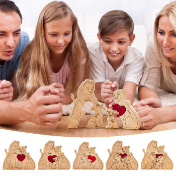 Personalisiertes Löwen-puzzle Aus Holz, Individuelles Löwen-familiennamen-puzzle, Heimdekoration, Geschenke - ihrenamenskettede